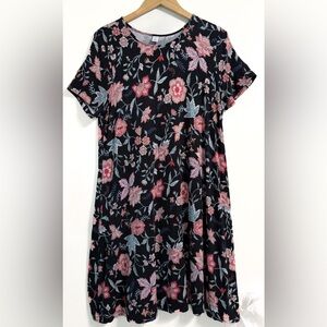 Old Navy Black Floral Knit Midi Dress XL | Moody Spring Floral Reset Piece